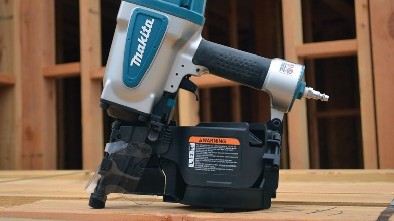 Makita nailer on wood