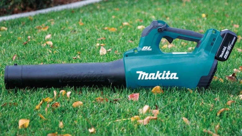 Makita leaf blower on grass