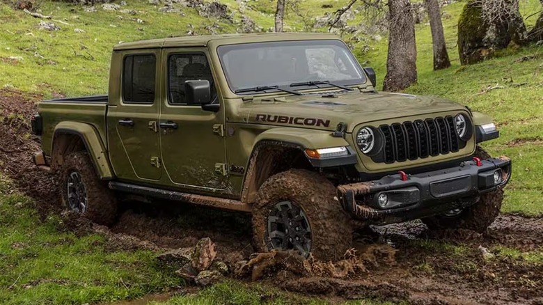 2025 Jeep Gladiator Rubicon On Muddy Off-Road Trail