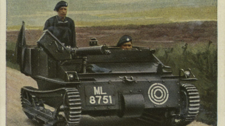 Two soldiers ride in Carden Loyd Carrier