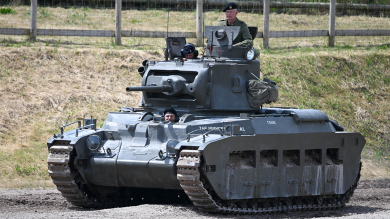 Matilda II tank driven at show