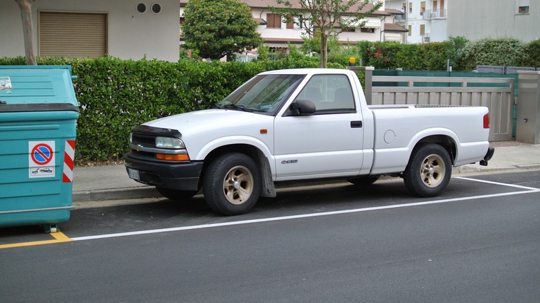 white Chevrolet S-10 parked