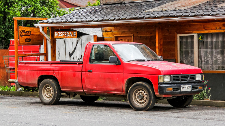 red Nissan Hardbody