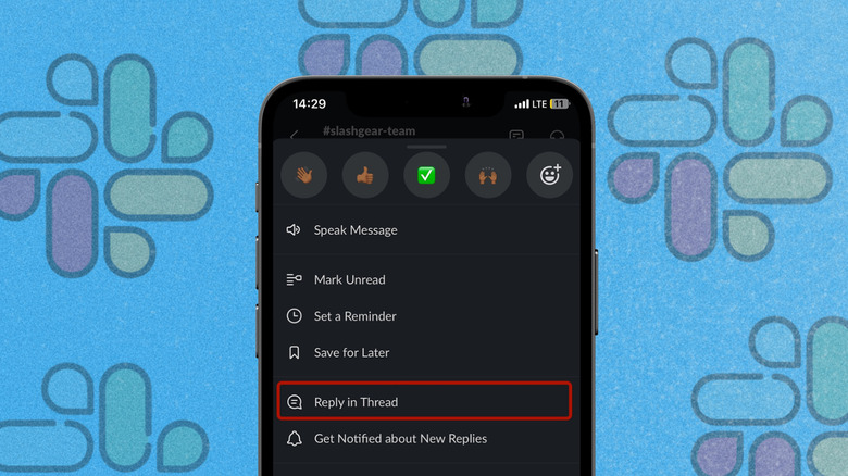Screenshot showing Slack's Reply in Thread feature