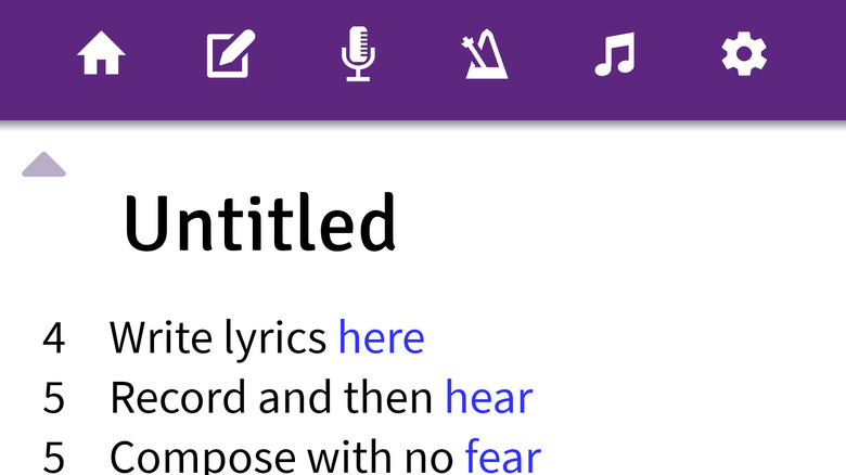 The Lyric Notepad app screenshot