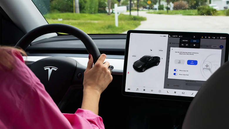 tesla steering wheel and central display