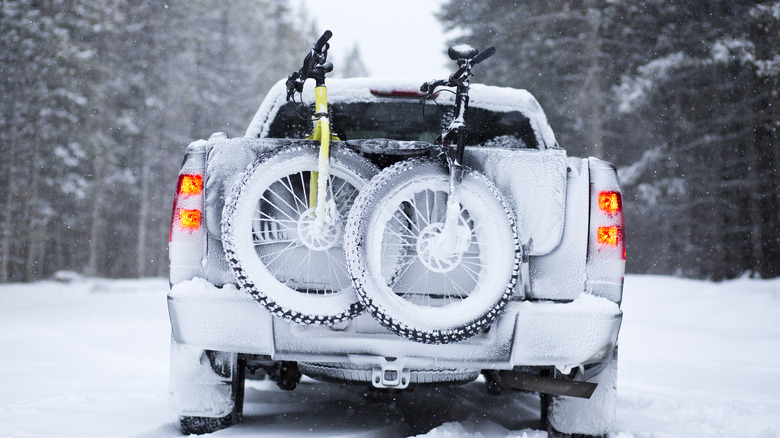 Back of truck in snow