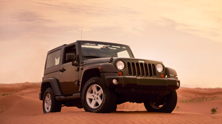 Jeep Wrangler driving in desert