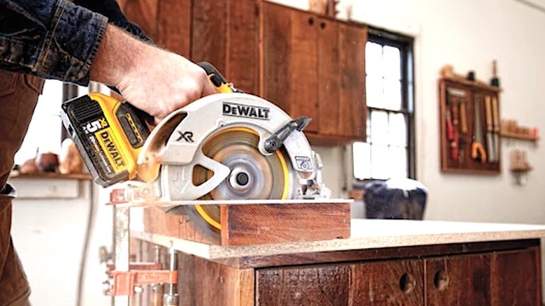 DeWalt circular saw being used by worker