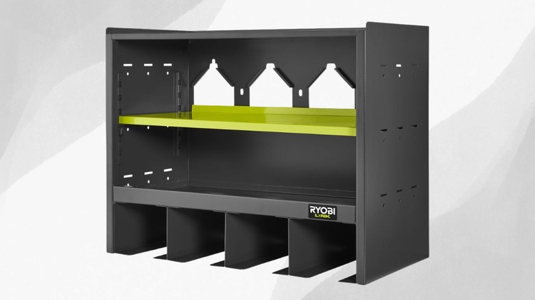 Ryobi cabinet organizer with green shelf