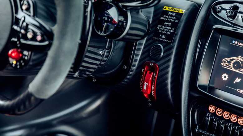 Pagani Huayra dashboard controls for fire suppression system