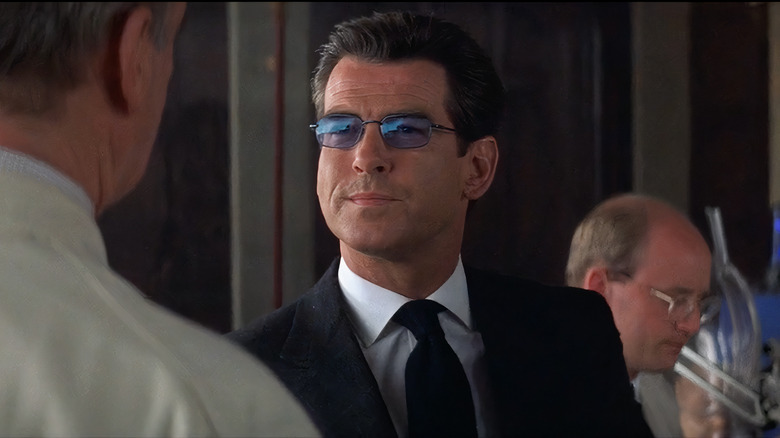 James Bond wearing blue sunglasses