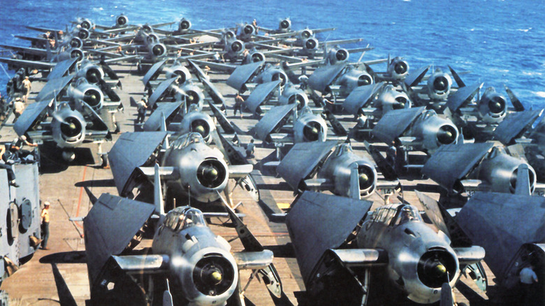 Grumman Hellcats on carrier