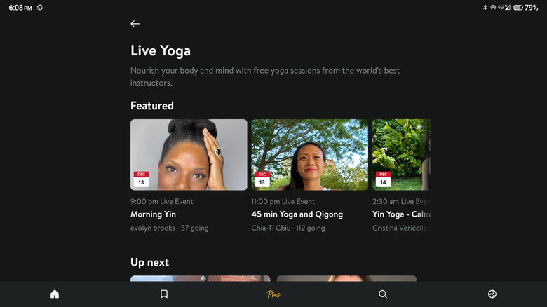 Insight Timer Live Yoga section