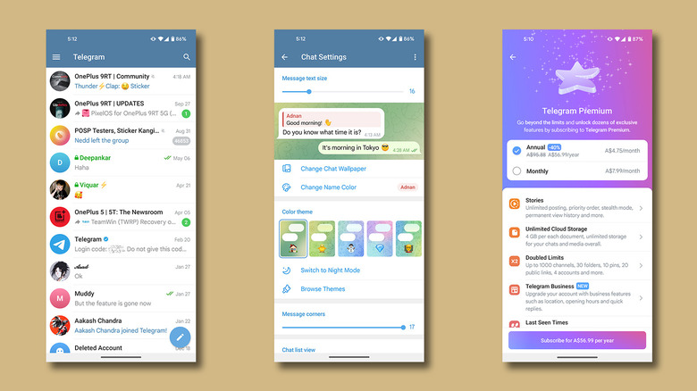 Telegram app on Android