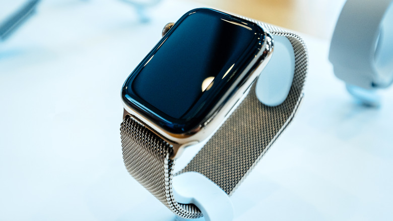 Apple Watch with silver milanese band