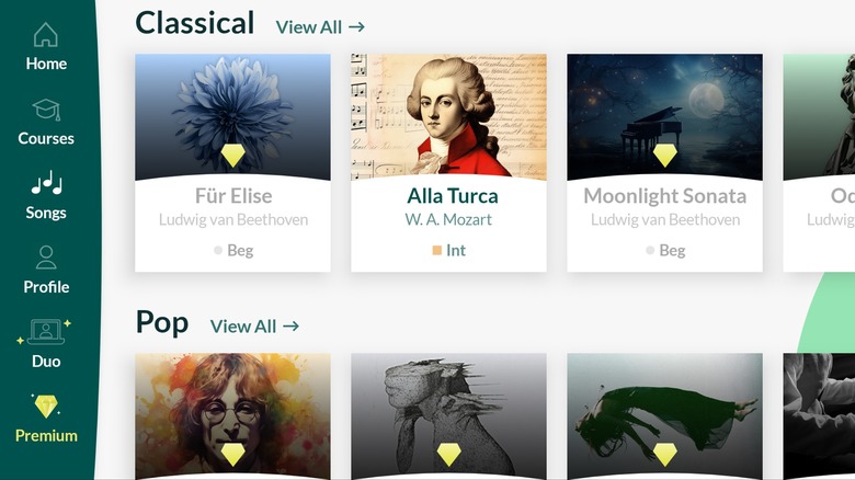 Skoove song genres piano teaching app