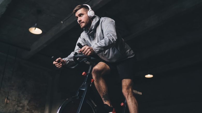 person working out with headphones