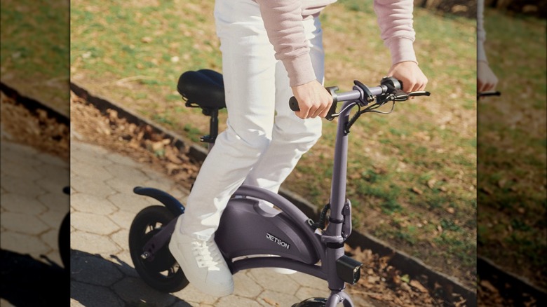 Person riding the crimson Jetson Bolt