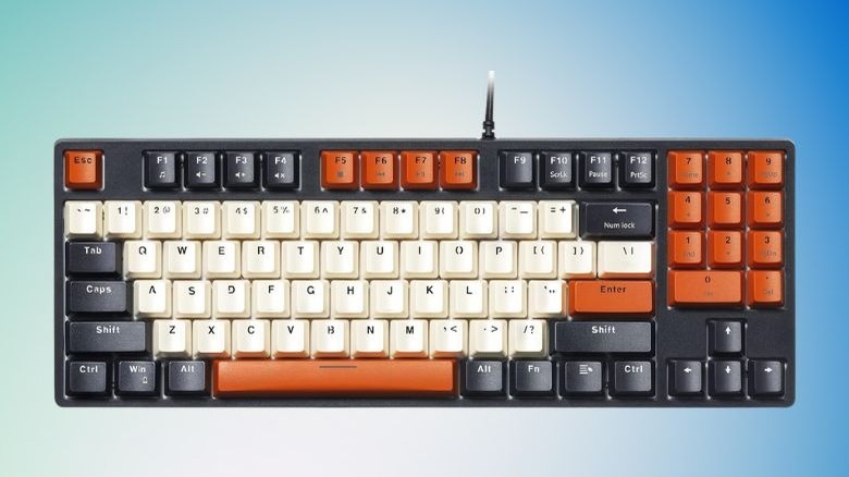 Havit KB487L Mechanical Keyboard against gradient background