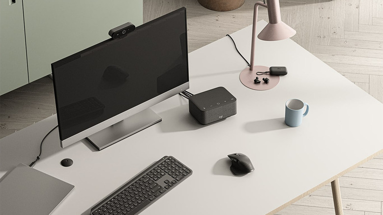 Logitech Logi Dock on a desk