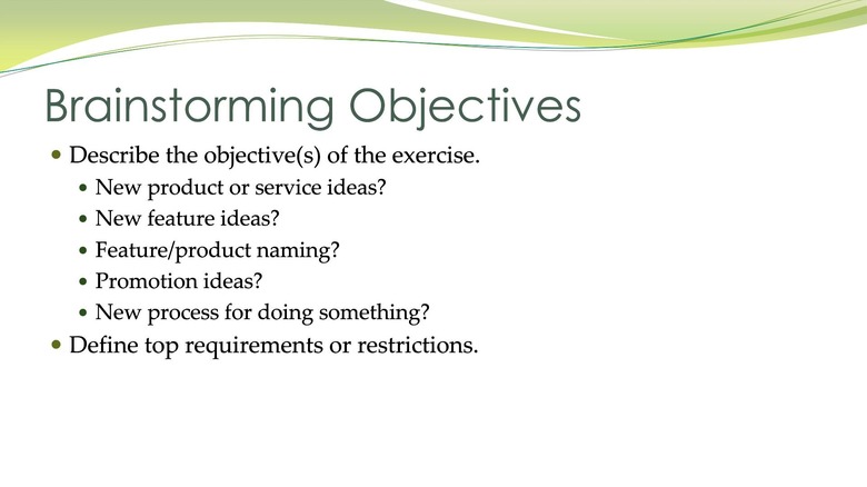 brainstorming objectives slide in powerpoint