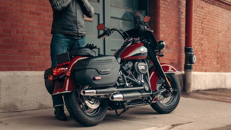 Harley-Davidson Heritage Classic on sidewalk