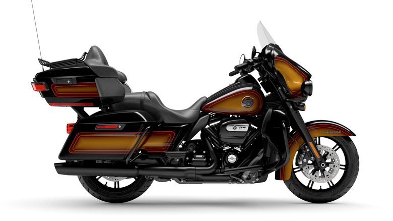 Tobacco Fade Harley-Davidson Ultra Limited motorcycle against white background