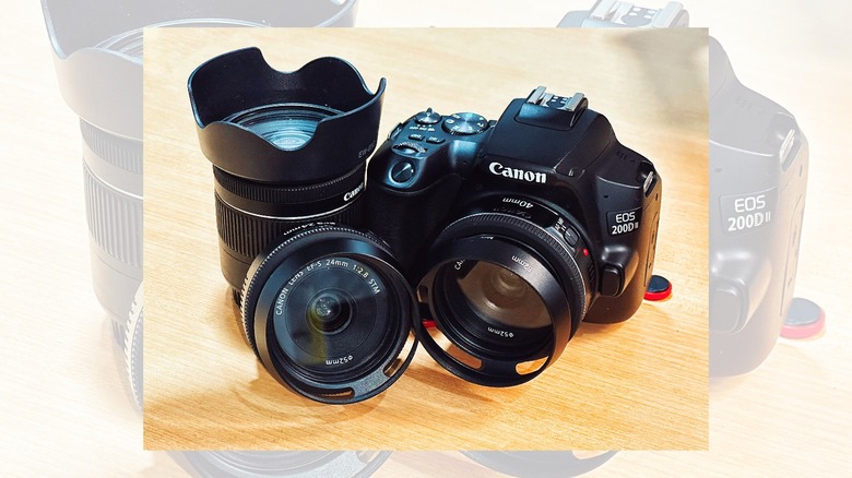 Canon EOS 200D II with three lenses