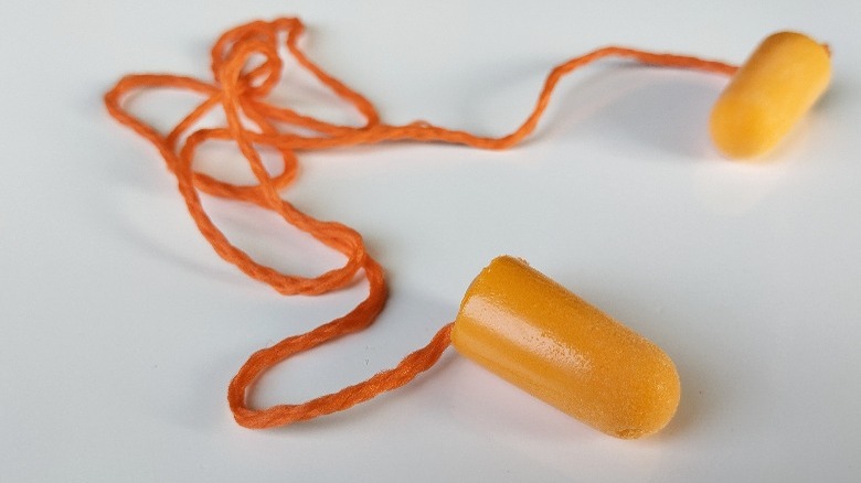 set of orange earplugs