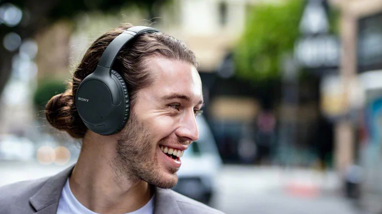 Man wearing Sony headphones