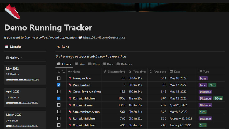 Running Tracker in Notion