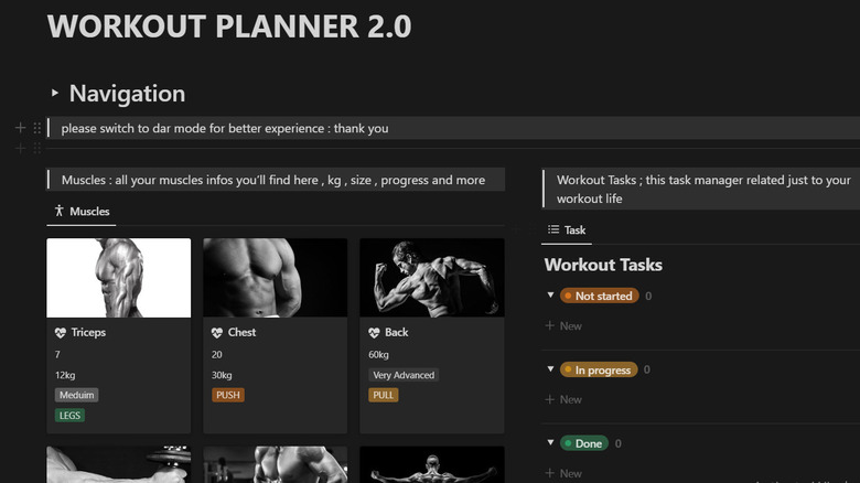 Workout Planner 2.0 Notion