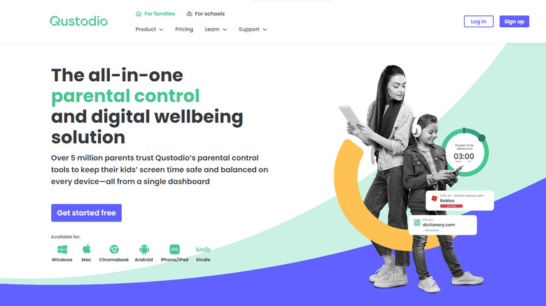 Screenshot of Qustodio home page