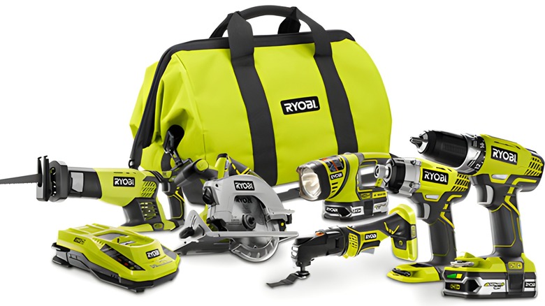 group of ryobi power tools