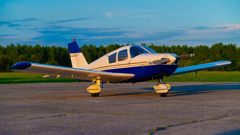 Piper Cherokee parked on the ramp