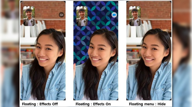 Screenshots of the video call effects on Galaxy S23