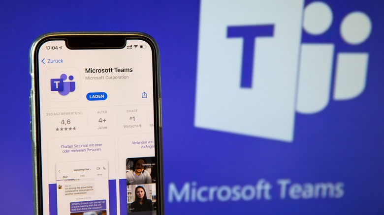 Microsoft Teams on phone and background 