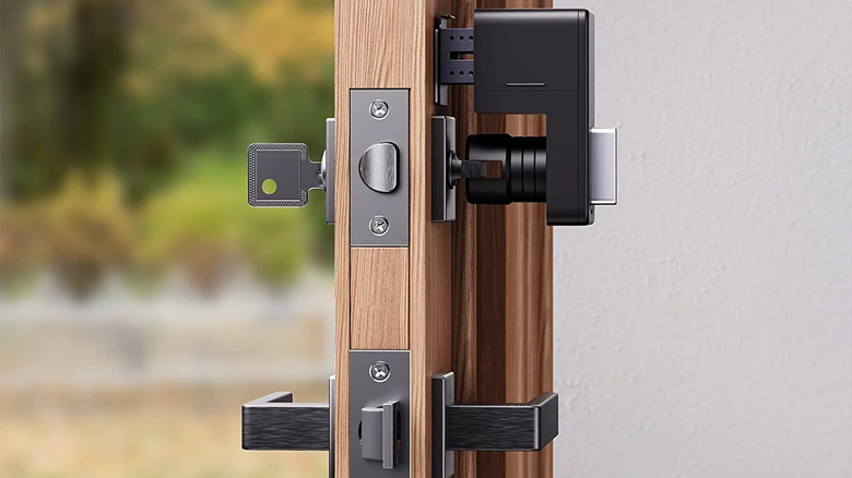 side profile SwitchBot Lock on door