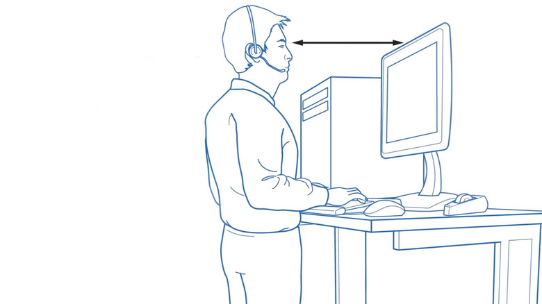 standing desk proper posture diagram