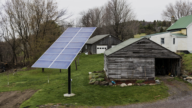 Solar panel installation outdoors