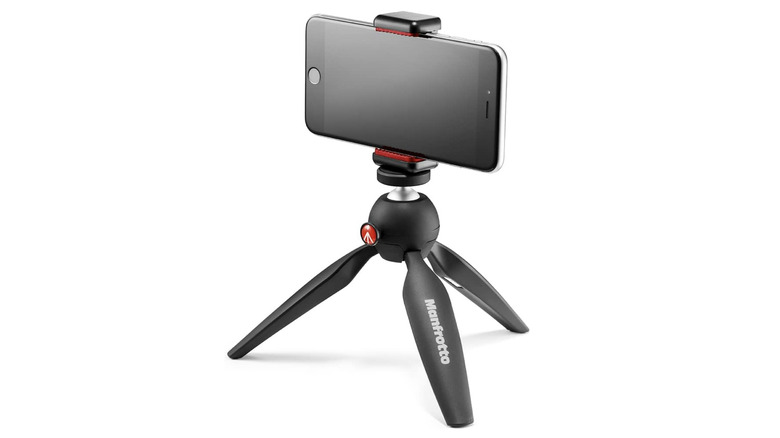 Manfrotto tripod holding phone