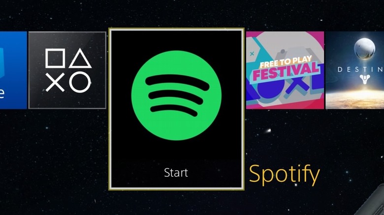 The Spotify app on PlayStation 4