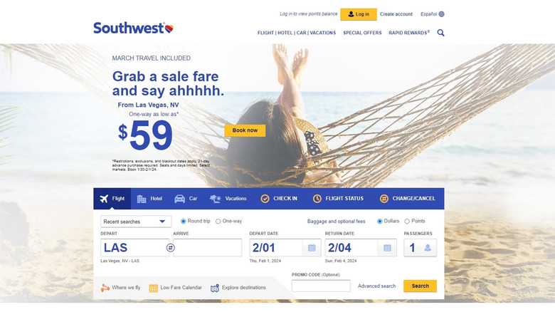southwest airlines front page