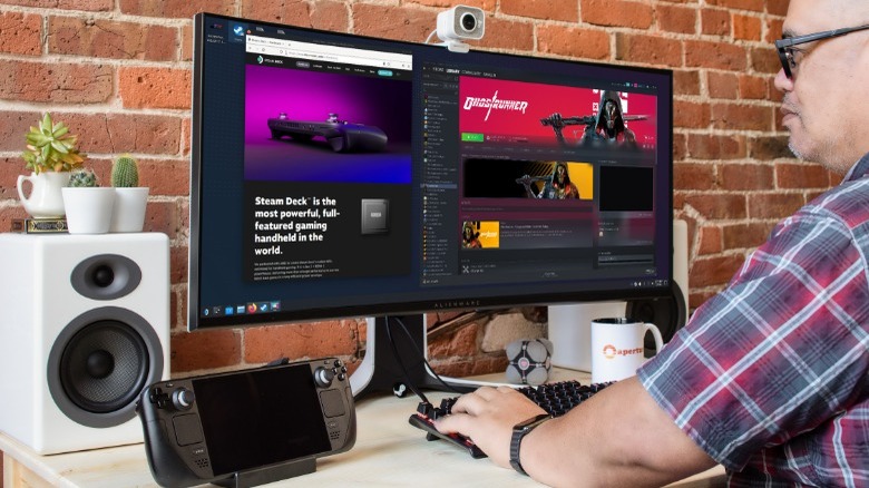 steam deck desktop mode man working