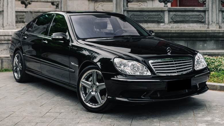 Black AMG S65 220 from front-on