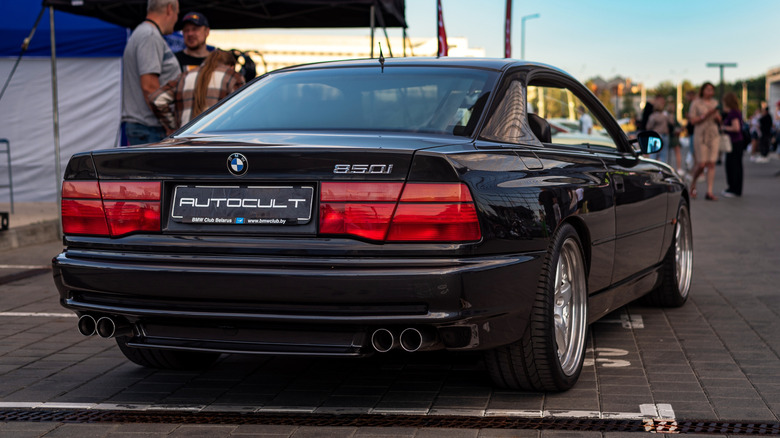 Black BMW 850i from rear