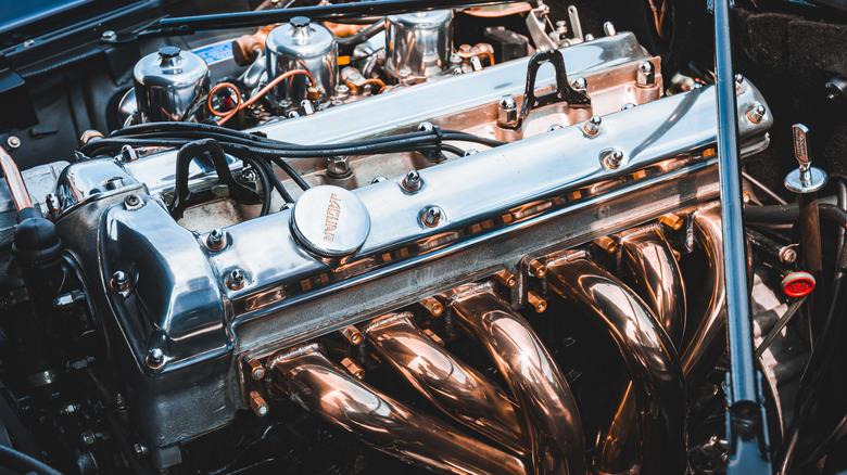 V12 engine from a Jaguar E-Type engine bay