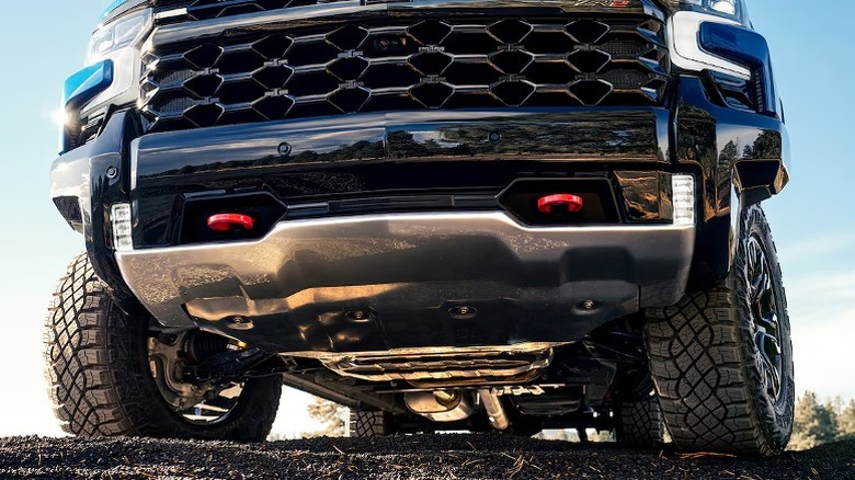 Skidplate view of a Silverado 1500 truck