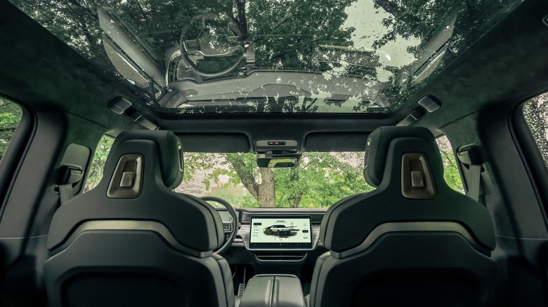 Panoramic glass roof from inside of Rivian R1T